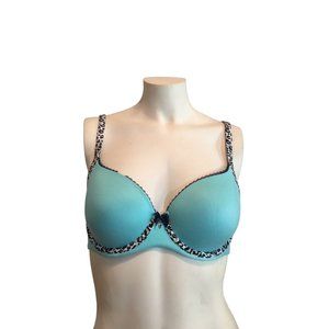 Victoria’s Secret 32DD Body By Victoria Mint Green Animal Print Lined Demi Bra